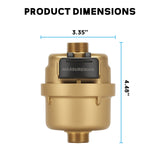 MEASUREMAN 1/2" Non-Pulsed Rotary Piston Volumetric Brass Cubic Meter Heavy-Duty Water Meter