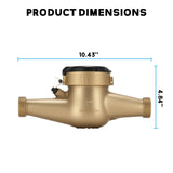 MEASUREMAN DN-25 1” Multi-Jet Pulsed Water Meter Brass Body High Accuracy Gallon Measurement for Garden