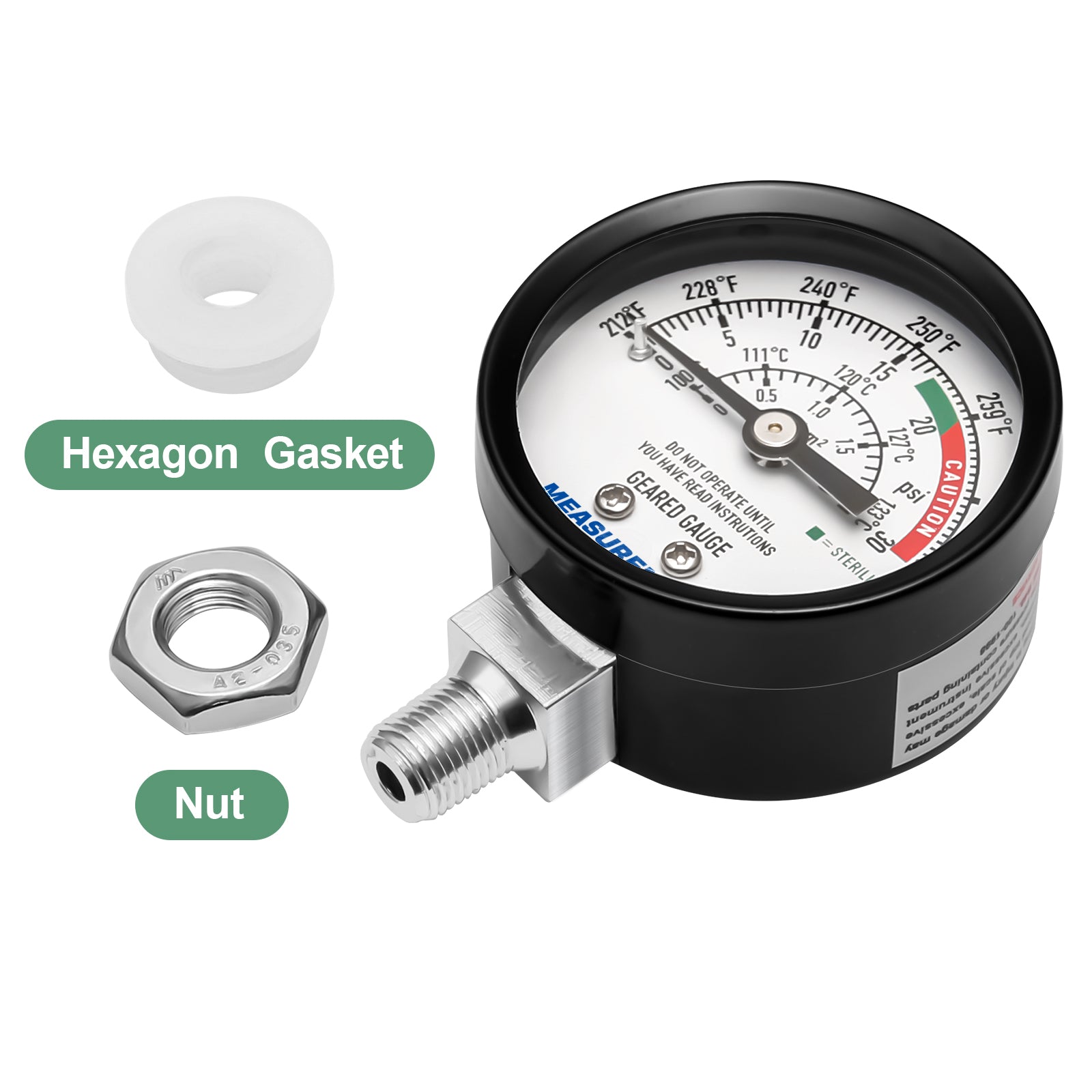 geared gauge MEASUREMAN Black Steel Pressure Cooker Gauge, Pressure Canner Gauge, S –  Measureman Direct