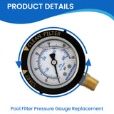 MEASUREMAN 2" Stainless Steel Swimming Pool Filter Pressure Gauge, 0-60 PSI, Waterproof, Clean Filter Indicator, 1/4" NPT Lower Mount for Spa, Aquarium, and Water Pump Pressure Testing