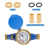 MEASUREMAN 3/4" Non-Pulsed Multi-Jet Cubic Meter Water Meter Brass Body Blue Lead-Free Outdoor Cold Water Monitor