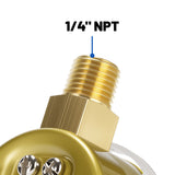 MEASUREMAN 2-Inch Dual Gauge Acetylene Regulator for Welding & Cutting – 0-30 PSI Low, 0-400 PSI High, Brass Body, Gold Case, 1/4" NPT Thread, UL Listed