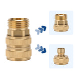 MEASUREMAN Garden Hose Quick Connect Kit for RV Use - Solid Brass 3/4 Inch GHT Water Hose Connectors, Durable and Reliable for RVs (2pc)