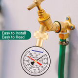 MEASUREMAN 2-1/2" Water Pressure Test Gauge - 0-200psi/kpa, 3/4" Female Garden Hose Thread, Memory Red Pointer, Garden Hose Pressure Tester