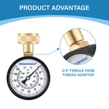 MEASUREMAN 2-1/2'' Water Pressure Test Gauge, 0-200 Psi, 3/4" Female Garden Hose Thread, Stainless Steel Case, for Home Potable Water, House Tube