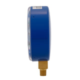 MEASUREMAN Refrigeration Pressure Gauge, 3-1/8” Blue Dial, 30inHg-250psi, 250-500psi Retarded Range, Adjustable Pointer, 1/8” NPT Lower Mount, Compatible with R-134a, R-404A, R-22, R-410A, Degree F