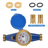 MEASUREMAN 1" Durable Multi-Jet Cubic Water Meter Lead-Free Brass Non-Pulsed Output for Home Water Systems