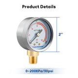MEASUREMAN Low and High Pressure Gauges for Acetylene Regulator 0-30 psi & 0-400 psi - 2 Inches (Pair) with 1/4" Thread for LDP Regulators
