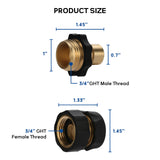 MEASUREMAN 3/4 Inch Garden Hose Quick Connect Set for RVs - Solid Brass Male and Female Fittings, Leak-Proof Design for RV Water Systems (2pc)