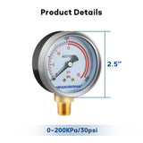 MEASUREMAN Low and High Pressure Gauges for Acetylene Regulator 0-30 psi & 0-400 psi - 2.5''Inches (Pair) with 1/4" Thread for LDP Regulators