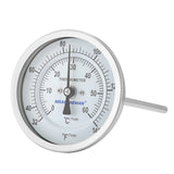 MEASUREMAN Hot Water Bi-Metal Thermometer, 3" Dial, 12" Lead-Free Brass Stem, 32-212°F/0-100°C Range, 2% Accuracy, 1/2" NPT Mount