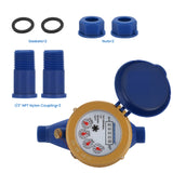 MEASUREMAN 1/2" Non-Pulsed Multi-Jet Water Meter, Cubic Meter Reading, 15mm Lightweight Plastic, Includes Couplings & Washers for Home and Garden Use