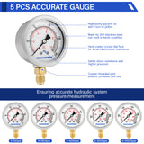 MEASUREMAN Hydraulic Pressure Test Kit with 5 Gauges (10/100/280/400/700bar, Max 10000psi/60Mpa), 13 Test Couplings, 14 Tee Connectors, 5 Test Hoses, for Excavator and Construction Machinery