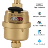 MEASUREMAN 1/2" Non-Pulsed Rotary Piston Volumetric Brass Cubic Meter Heavy-Duty Water Meter