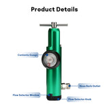 Measureman O2 Mini Oxygen Regulator Suits for CGA-870 Gauge Flow Rate 0-15lpm,Without Oxygen tubing Swivel Connector