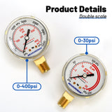 MEASUREMAN 2-Inch Dual Gauge Acetylene Regulator for Welding & Cutting – 0-30 PSI Low, 0-400 PSI High, Brass Body, Gold Case, 1/4" NPT Thread, UL Listed