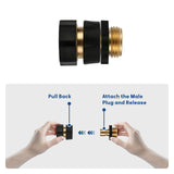MEASUREMAN 3/4 Inch Garden Hose Quick Connect Set for RVs - Solid Brass Male and Female Fittings, Leak-Proof Design for RV Water Systems (2pc)