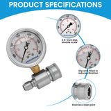 Measureman Pressure Washer Gauge Kit, 2-1/2 Inch, 6000 PSI, 3/8 Inch Stainless Steel Quick Connect, Liquid Filled Design