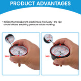 MEASUREMAN Commercial Tridicator, 2.5" Dial, 1/4" NPT Back Mount, Dual Scale 0-75 PSI 60-320°F, Rotatable Case with Adjustable Pointer (1.75'' Stem)