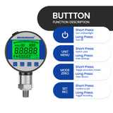 MEASUREMAN Professional 10000 PSI Digital Hydraulic Test Gauge, 0.05% FS Accuracy with Data Logging, 330° Swivel Display, 1/4'' NPT, Pressure Calibrator