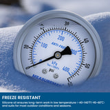 MEASUREMAN 2-1/2 Inch Water Pressure Gauge, 0-60 PSI, Silicone Oil Filled, All-Weather Antifreeze, Stainless Steel Case, 1/4 NPT Lower Mount