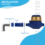 MEASUREMAN 1/2" Non-Pulsed Multi-Jet Water Meter, Cubic Meter Reading, 15mm Lightweight Plastic, Includes Couplings & Washers for Home and Garden Use