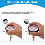 MEASUREMAN Commercial Tridicator, 2.5" Dial, 1/4" NPT Back Mount, Dual Scale 0-75 PSI 60-320°F, Rotatable Case with Adjustable Pointer（2.95'' Stem）