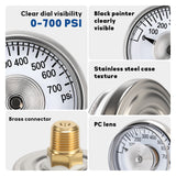 MEASURMAN Refrigerant Recovery Machine Replacement Pressure Gauges, 1.5" Dial & 0-700PSI, Stainless Steel Case, 1/8”NPT Brass Connection, Heavy Duty Gauge for Twin Cylinder Recovery Unit