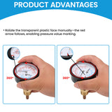MEASUREMAN Commercial Tridicator Boiler Gauge Kit, 2.5" Dial, 0-200 PSI (ft H₂O) & 70-320°F, 1/4" NPT Back Mount with 1/2" NPT Adapter and O-Ring（2.95'' Stem）