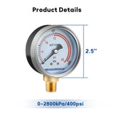 MEASUREMAN Low and High Pressure Gauges for Acetylene Regulator 0-30 psi & 0-400 psi - 2.5''Inches (Pair) with 1/4" Thread for LDP Regulators