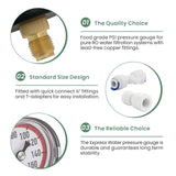 MEASUREMAN Water Pressure Gauge, Compatible with Reverse Osmosis (RO) Filter Systems, Water Filters 160 PSI with T-Valve Adapter – Home Water Pressure Tester Lead & BPA-Free, Easy Installation