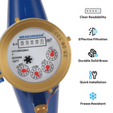 MEASUREMAN 1" Durable Multi-Jet Cubic Water Meter Lead-Free Brass Non-Pulsed Output for Home Water Systems