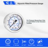 MEASUREMAN PRO 2" Dial Size, Glycerin Filled Pressure Gauge, 0-160psi/kpa, 304 Stainless Steel Case, 1/4" NPT Back Mount,for Pool Sand Filter, Water Pump, Propane, Coolant, CO2, Gas, Test