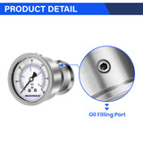 MEASUREMAN 2.5" Stainless Steel Sanitary Pressure Gauge, 0-60 PSI/bar (Dual Scale), Glycerin Filled, Back Mount with 1.5" Tri-Clamp Diaphragm Seal for Food/Beverage/Bio Pharma