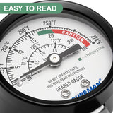 MEASUREMAN Black Steel Pressure Cooker Gauge, Pressure Canner Gauge, Steam Pressure Gauge, 2" Dial, Lower Mount, Including Hexagon Gasket and Nut