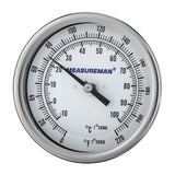 MEASUREMAN 1.5" Tri-Clamp Sanitary Thermometer - 3" Easy-to-Read Analog Dial for Homebrewing, Mash Tuns, and Kettles, 4" Stem Probe, 0-200°F Range