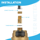 MEASUREMAN 1/2" Non-Pulsed Rotary Piston Volumetric Brass Cubic Meter Heavy-Duty Water Meter