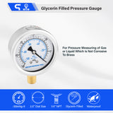 MEASUREMAN PRO 2" Dial Size, Glycerin Filled Pressure Gauge, 30inHg-0 Vacuum Pressure Gauge,304 Stainless Steel Case, 1/4" NPT Lower Mount, Lead-Free