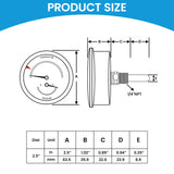 MEASUREMAN Commercial Tridicator, 2.5" Dial, 1/4" NPT Back Mount, Dual Scale 0-75 PSI 60-320°F, Rotatable Case with Adjustable Pointer (1.75'' Stem)