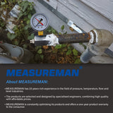 MEASUREMAN 2” Air Pressure Gauge, 0-15 PSI, Black Steel Case, Red Memory Pointer, Brass Fittings, Durable Plastic Lens, Radial Mount for Accurate Pressure Monitoring