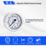 MEASUREMAN PRO 2" Dial Size, Glycerin Filled Pressure Gauge, 0-60psi/kpa, 304 Stainless Steel Case, 1/4" NPT Back Mount,for Pool Sand Filter, Water Pump, Propane, Coolant, CO2, Gas, Test