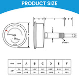 MEASUREMAN Commercial Tridicator Boiler Gauge Kit, 2.5" Dial, 0-200 PSI (ft H₂O) & 70-320°F, 1/4" NPT Back Mount with 1/2" NPT Adapter and O-Ring（2.95'' Stem）