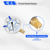 MEASUREMAN PRO 2.5'', Glycerin Filled Pressure Gauge, 0-3000psi/kpa, 304 Stainless Steel Case, 1/4" NPT Lower Mount,for Regulator, Brew Setup, Beer, Kombucha, HVAC, Hydraulic Test