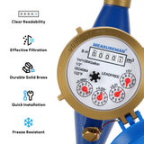 MEASUREMAN 1/2" Non-Pulsed Multi-Jet Cubic Meter Water Meter Brass Body Lead-Free Agricultural and Landscape Irrigation Systems