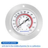 MEASUREMAN Vapor Capillary Flanged Panel Mount Refrigeration Thermometer, 2" Dial, 48" Capillary, 40-240 deg F/ 10-115 deg C, Re-Calibration Available