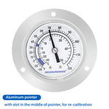 MEASUREMAN Vapor Capillary Flanged Panel Mount Refrigeration Thermometer, 2" Dial, 48" Capillary, -40-120 deg F/-40-50 deg C, Re-Calibration Available