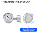 MEASUREMAN Stainless Steel Sanitary Pressure Gauge, 2.5” Dial, 0-60 PSI, Glycerin-Filled for Accuracy, 1.5” Tri Clamp Bottom Mount for Food, Dairy, and Pharmaceutical Applications