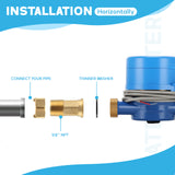 MEASUREMAN DN-15 1/2" Single-Jet Water Meter with Pulse Output Brass Body Irrigation Water AWWA C712 Certified