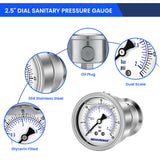 MEASUREMAN 2.5" Stainless Steel Sanitary Pressure Gauge, 0-30 PSI Glycerin Filled, Back Mount with 1.5" Tri-Clamp Diaphragm Seal for Food/Beverage/Bio Pharma