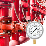 MEASUREMAN 3.5" Fire System Pressure Gauge Kit，0-300 PSI Dual Scale，1/4 NPT Lower Mount，Complete with 304 SS Pipe, 3-Way Valve and NPT Fittings，3%−2%−3% Accuracy